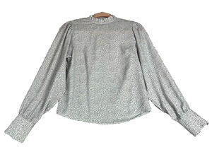 Maison d'Amelie Paris Blouse XS White Black Polka Dot Blouse Ruffle Smocked